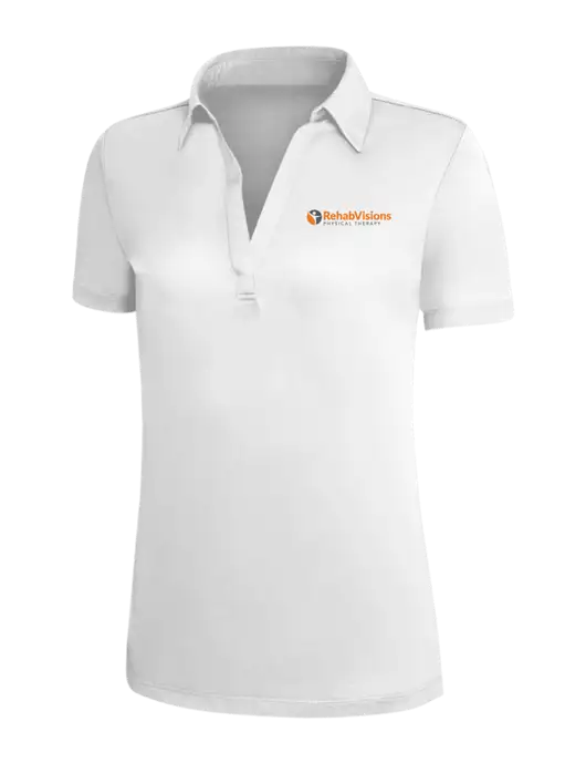 White Silk Touch Womens Performance Polo w/RV Physical Therapy Logo