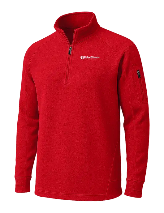 True Red Tech Fleece 1/4 Zip Pullover w/RV Physical Therapy Logo