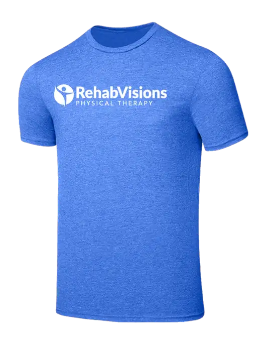 Seriously Soft Heathered Royal T-Shirt w/RV Physical Therapy Logo
