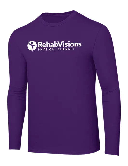 Ring Spun Purple 4.5 oz Long Sleeve T-Shirt w/RV Physical Therapy Logo