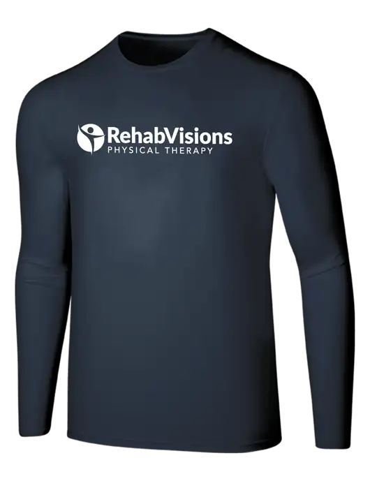 Seriously Soft Navy Long Sleeve T-Shirt w/RV Physical Therapy Logo