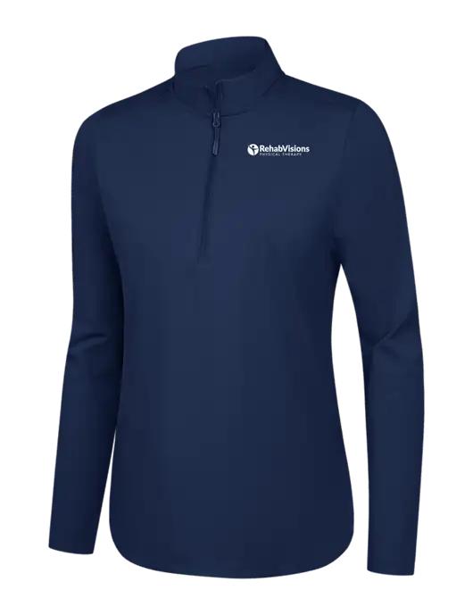  Womens Dark Navy C-FREE Double Knit 1/4-Zip w/RV Physical Therapy Logo