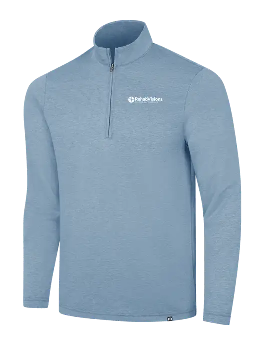 TravisMathew Light Blue Heather Coveside ¼-Zip w/RV Physical Therapy Logo