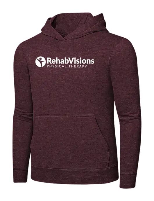 Heather Maroon 7.8 oz Ring Spun Hooded Sweatshirt w/RV Physical Therapy Logo