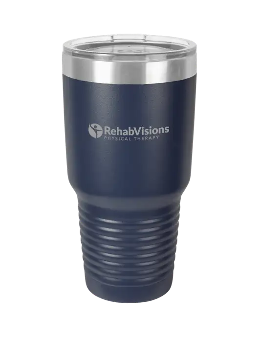 Polar Camel 30 oz Powder Coated Navy Vacuum Insulated Tumbler w/RV Physical Therapy Logo