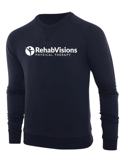 Allmade Dark Navy Organic French Terry Crewneck Sweatshirt w/RV Physical Therapy Logo