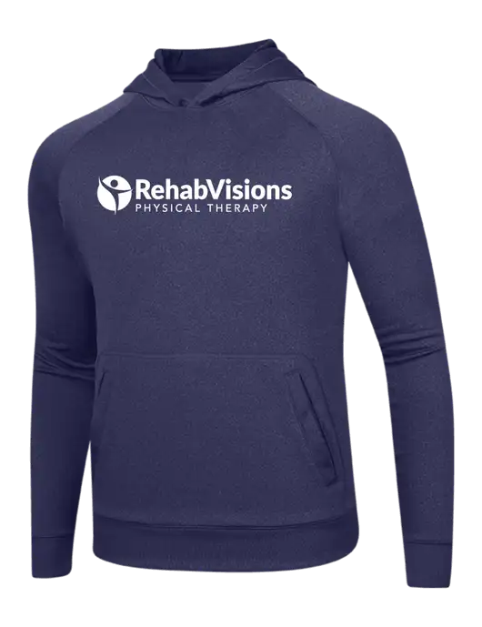 Tech True Navy Fleece Hooded Sweatshirt w/RV Physical Therapy Logo