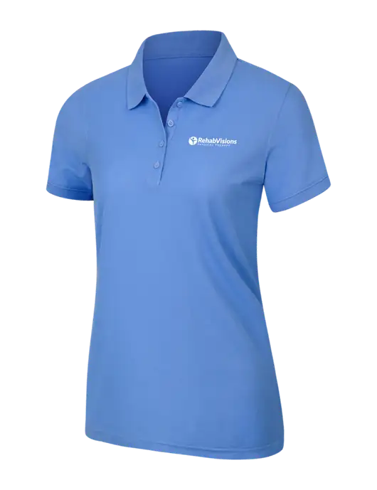 Carolina Blue Womens Core Classic Pique Polo w/RV Physical Therapy Logo