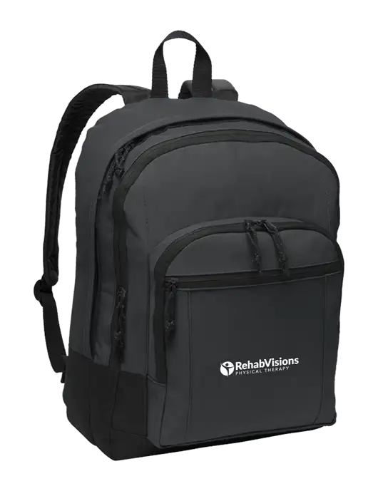 Dark Grey Essential Backpack w/RV Physical Therapy Logo