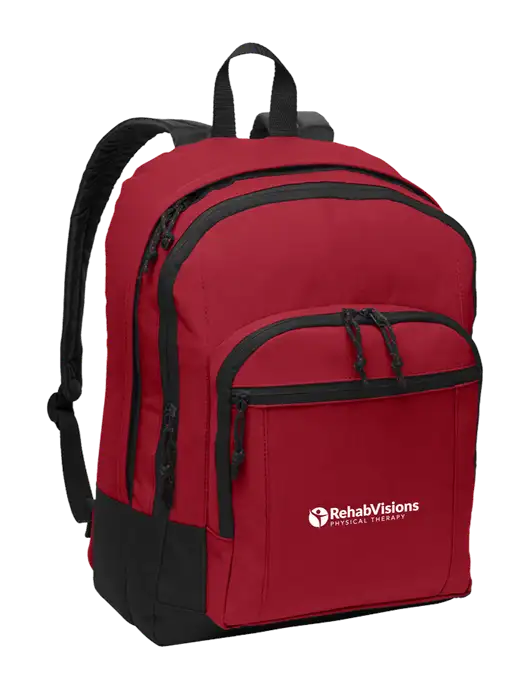 Red Essential Backpack w/RV Physical Therapy Logo