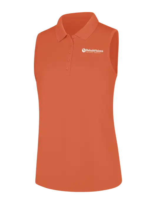 Womens Coral Dry Zone UV Micro-Mesh Sleeveless Polo w/RV Physical Therapy Logo