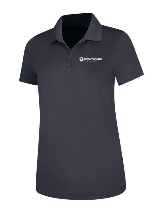 Dark Grey Womens Dry Zone UV Mesh Polo w/RV Physical Therapy Logo