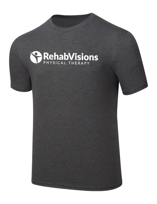 Simply Soft Heathered Charcoal 4.5oz  Poly/Combed Ring Spun Cotton T-Shirt w/RV Physical Therapy Logo