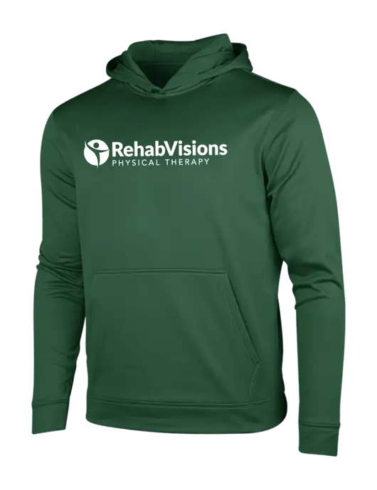 Forest Green Sport-Wick Fleece Hooded Pullover w/RV Physical Therapy Logo