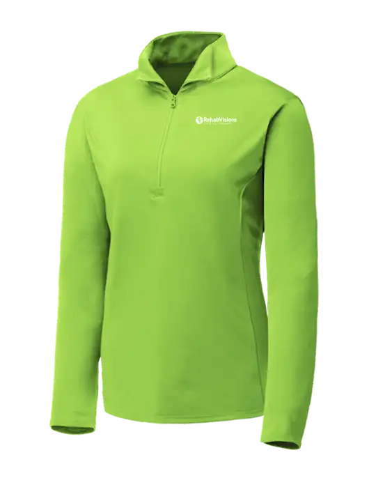 Lime Shock Womens Posicharge Competitor ¼ Zip Pullover w/RV Physical Therapy Logo