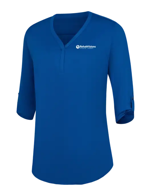 Womens Royal City Stretch 3/4-Sleeve Tunic w/RV Physical Therapy Logo