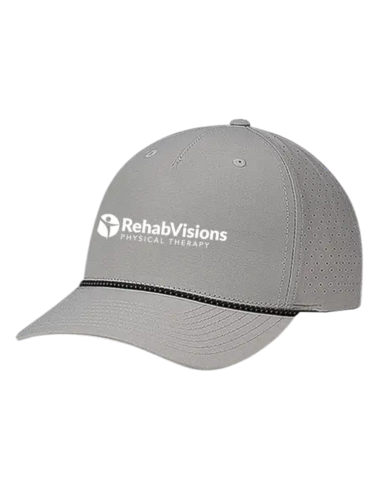 Richardson Laser Perf Performance Light Grey/Black-Grey Rope Cap w/RV Physical Therapy Logo