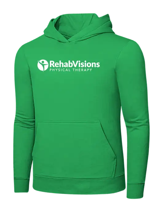 Light Kelly Green 7.8 oz Ring Spun Hooded Sweatshirt w/RV Physical Therapy Logo