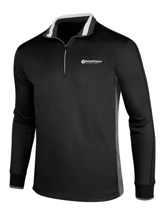 NIKE Black/Dark Grey/White Dry-Fit 1/2 Zip Cover-Up w/RV Physical Therapy Logo