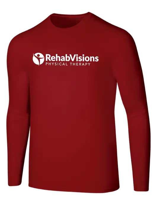 Seriously Soft Red Long Sleeve T-Shirt w/RV Physical Therapy Logo