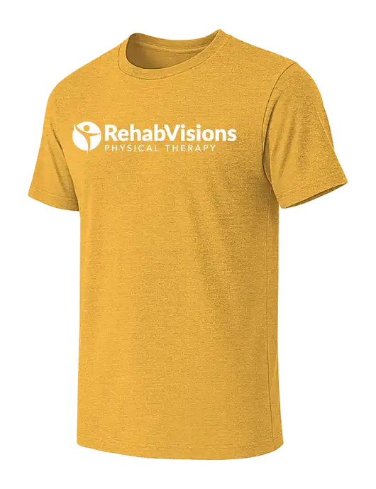 BELLA+CANVAS Heather Yellow Gold CVC Short Sleeve Tee w/RV Physical Therapy Logo
