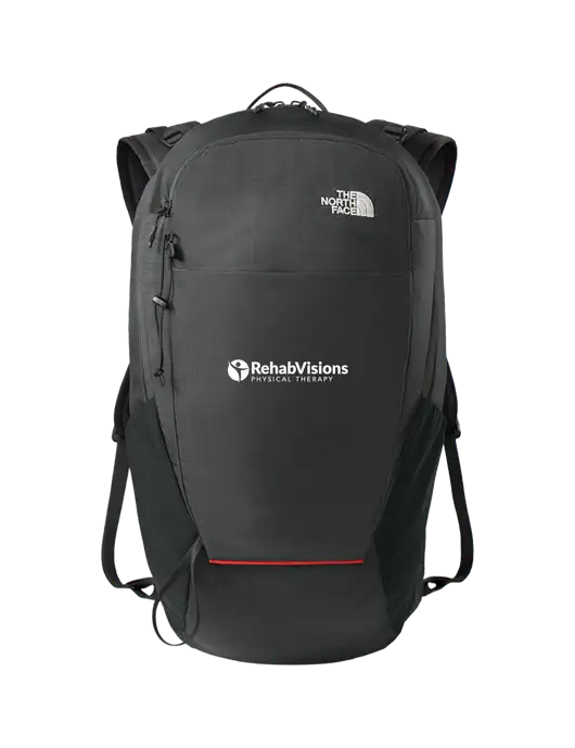 The North Face Dark Grey/Red Trim 18L Backpack w/RV Physical Therapy Logo