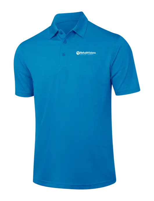 Sapphire Blue Heather Contender Polo w/RV Physical Therapy Logo
