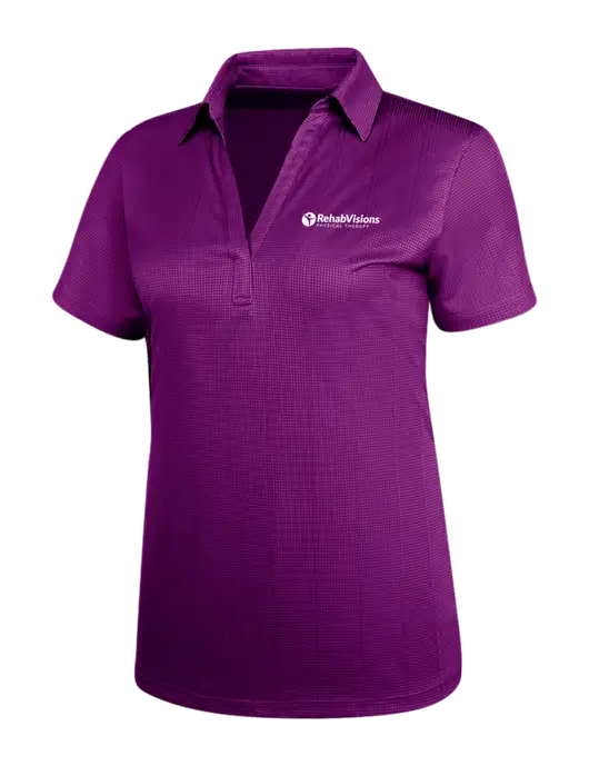 Violet Purple Womens Performance Fine Jacquard Polo w/RV Physical Therapy Logo