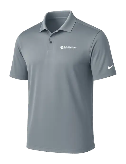 NIKE Medium Grey Victory Solid Polo w/RV Physical Therapy Logo