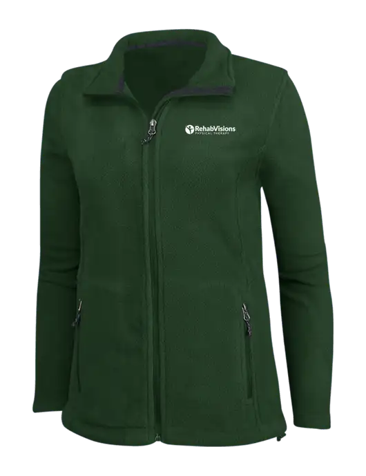 Womens Fleece Dark Green Jacket w/RV Physical Therapy Logo