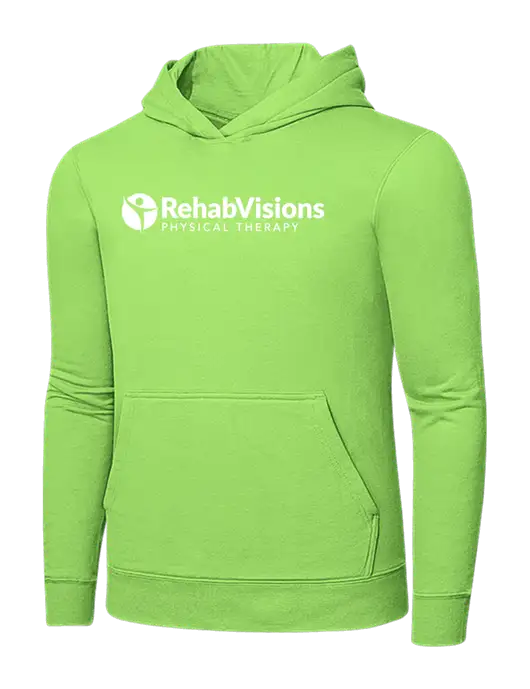 Light Green 7.8. oz Ring Spun Hooded Sweatshirt w/RV Physical Therapy Logo