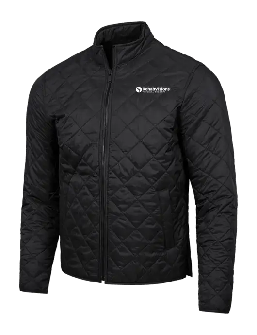 Mercer+Mettle Black Quilted Full-Zip Jacket w/RV Physical Therapy Logo