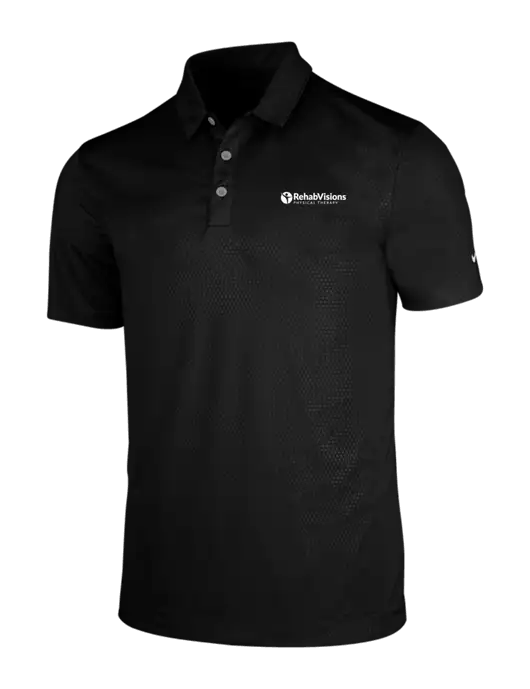 NIKE Black Dri-Fit Embossed Tri-Blade Polo w/RV Physical Therapy Logo
