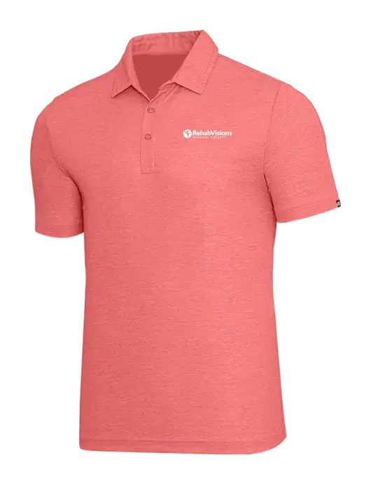 TravisMathew Red Heather Oceanside Polo w/RV Physical Therapy Logo