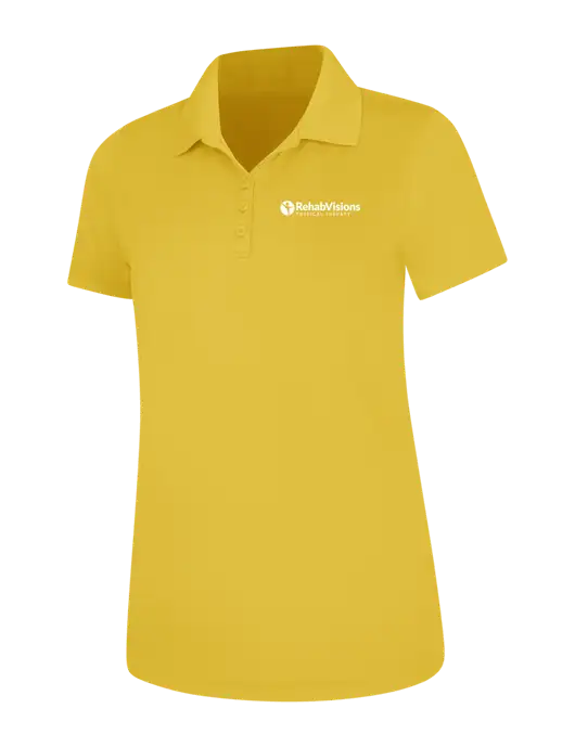 Yellow Womens Dry Zone UV Mesh Polo w/RV Physical Therapy Logo