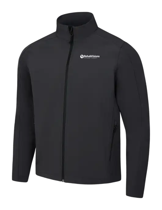 Black Charcoal Heather Core Soft Shell Jacket w/RV Physical Therapy Logo