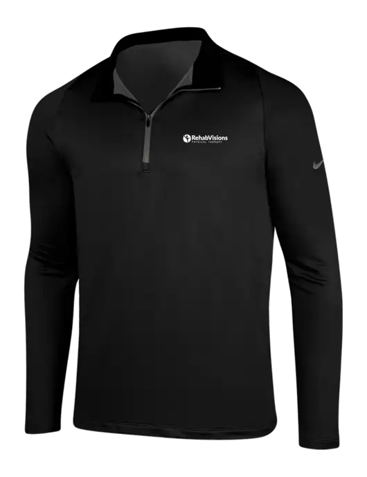 NIKE Black/Dark Grey Dry-Fit Stretch 1/2 Zip Cover-Up w/RV Physical Therapy Logo