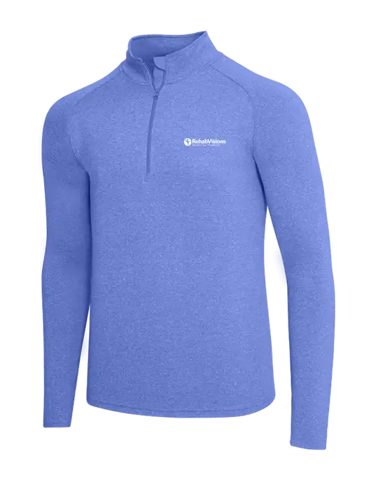 Royal Heather Sport Wick Stretch 1/4 Zip Pullover w/RV Physical Therapy Logo