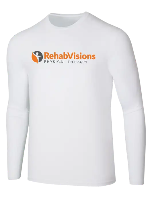 Seriously Soft White Long Sleeve T-Shirt w/RV Physical Therapy Logo