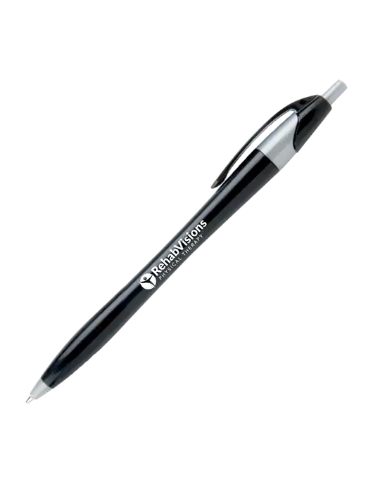Novella Black/Silver Corporate Pen - Blue Ink w/RV Physical Therapy Logo