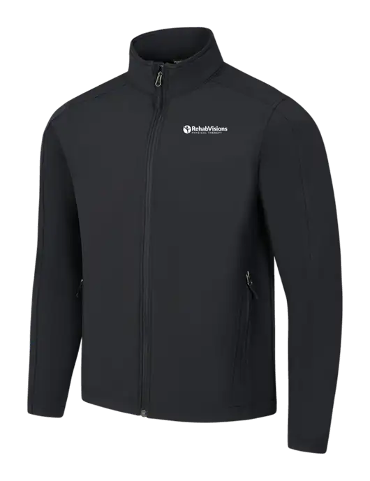 Black Core Soft Shell Jacket w/RV Physical Therapy Logo