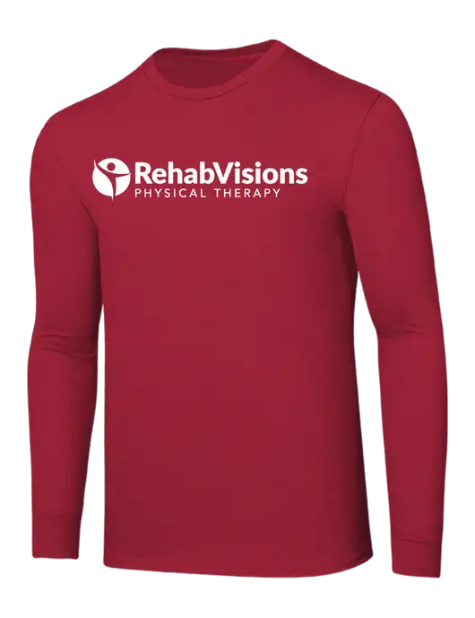 Core Blend Red Long Sleeve Tee w/RV Physical Therapy Logo
