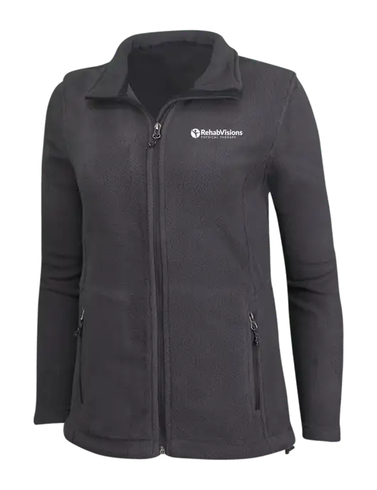 Womens Fleece Dark Grey Jacket w/RV Physical Therapy Logo