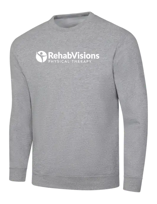 Light Grey Heather 7.8 oz Ring Spun Crew Sweatshirt w/RV Physical Therapy Logo
