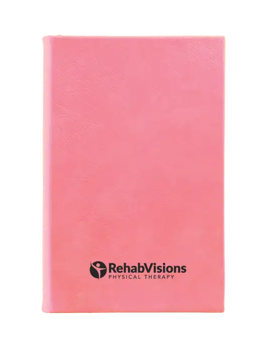 Pink Leatherette 5.25 x 8.25 Journal w/RV Physical Therapy Logo