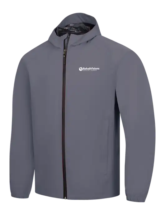 Dark Grey Essential Rain Jacket w/RV Physical Therapy Logo