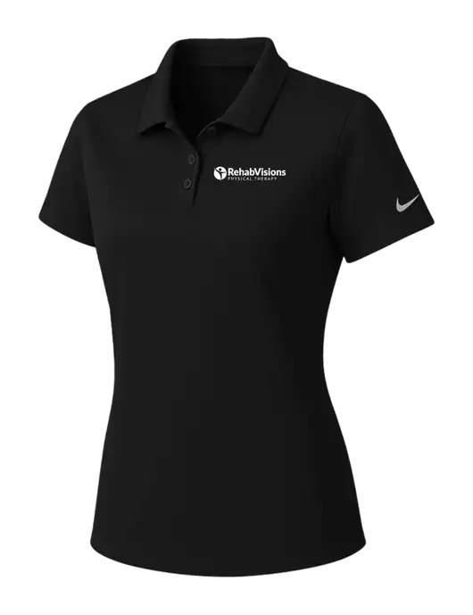 Nike Womens Black Dry Essential Solid Polo w/RV Physical Therapy Logo