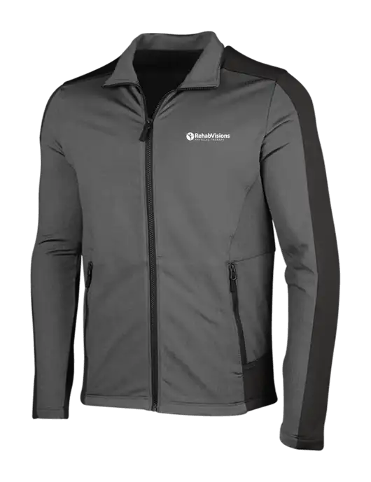 Medium Grey Heather Grid Fleece Jacket w/RV Physical Therapy Logo