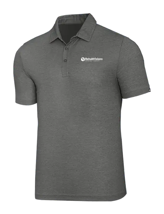 TravisMathew Grey Heather Oceanside Polo w/RV Physical Therapy Logo