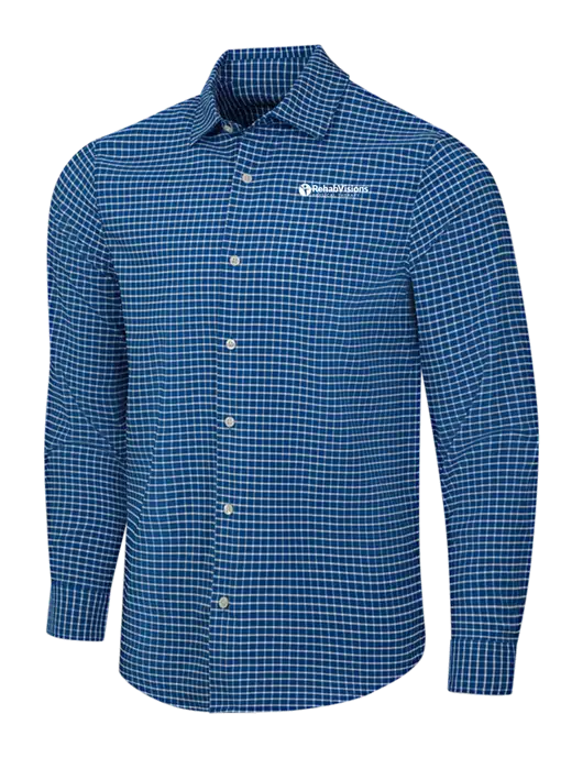 Navy/White City Stretch Shirt w/RV Physical Therapy Logo